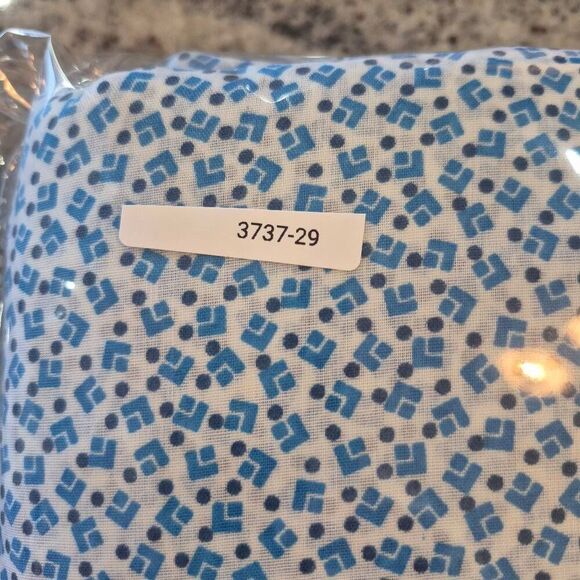 Fabric, White/Blue/Black Mini Geometric & Dot Print Cotton possibly Cotton/Poly - Picture 3 of 3